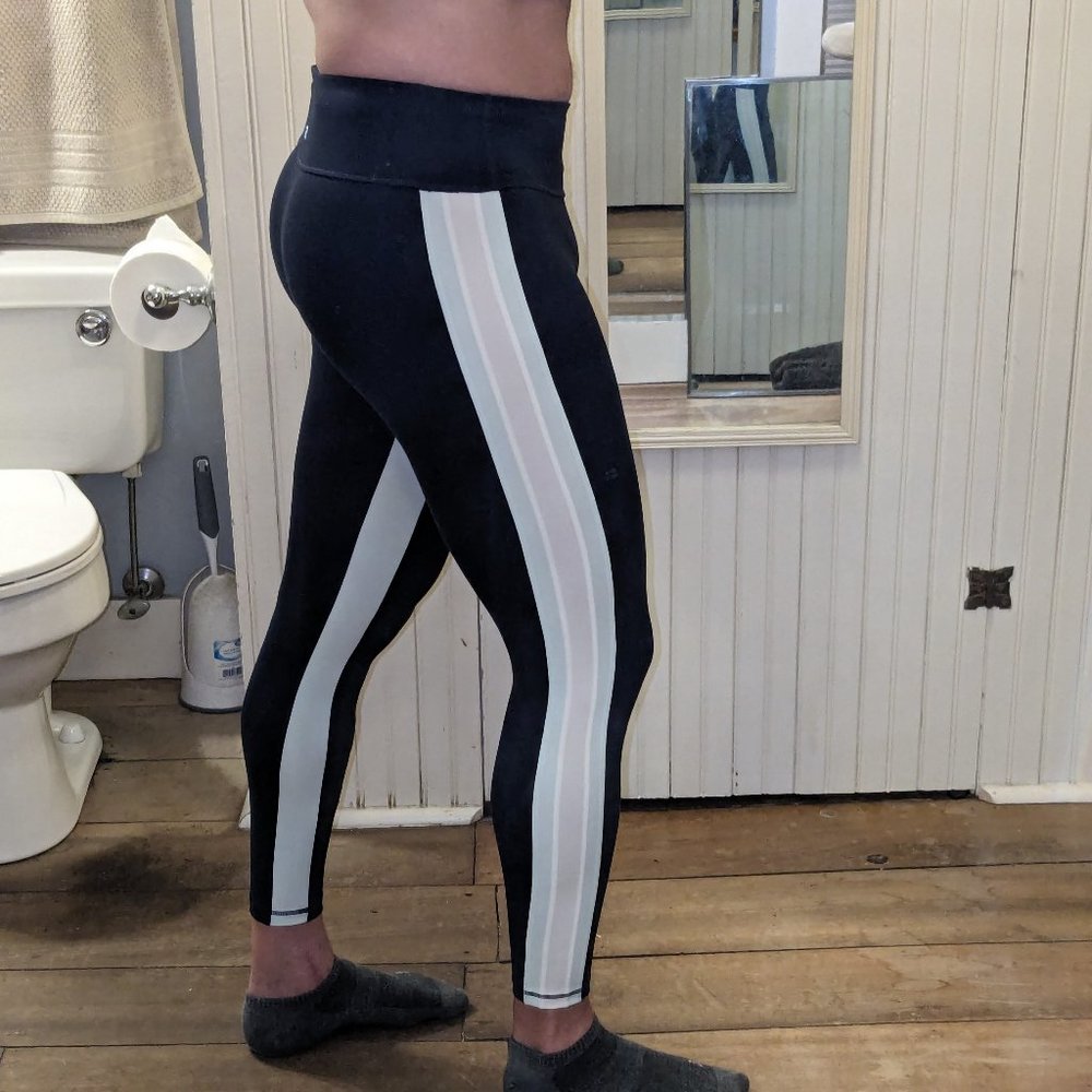 GapFit Leggings, Mint/Navy Stripe
